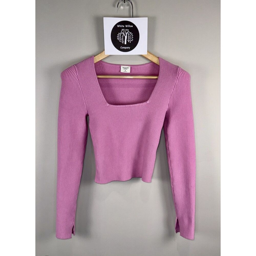 Y2K Abercrombie and Fitch Pink Long Sleeve Crop Top Size XS